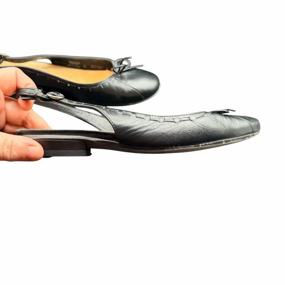 Paul Green Black Leather Slingback Ballet Flats EU 4 US 6.5 made in Austria